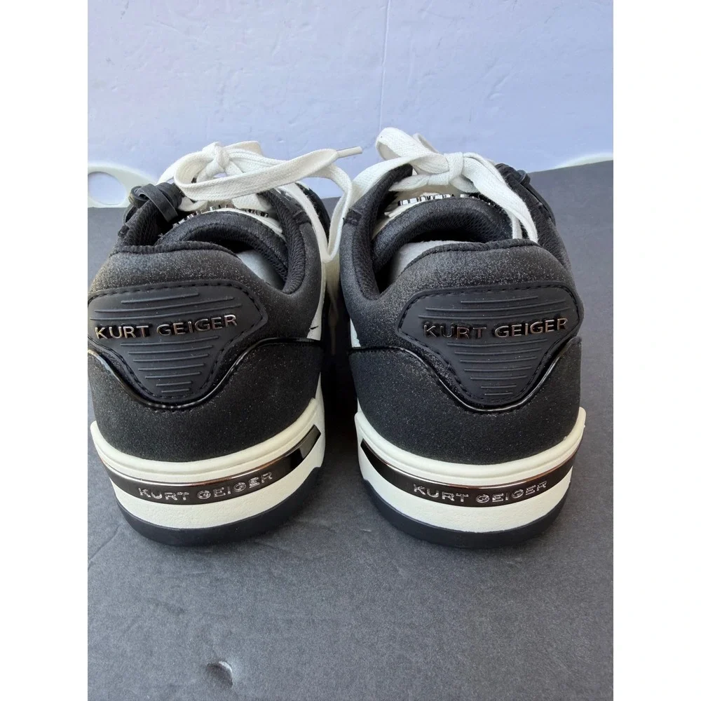 Kurt Geiger London Mens Black Sparkle White Eagle Head New Low Top Sneakers NWOB